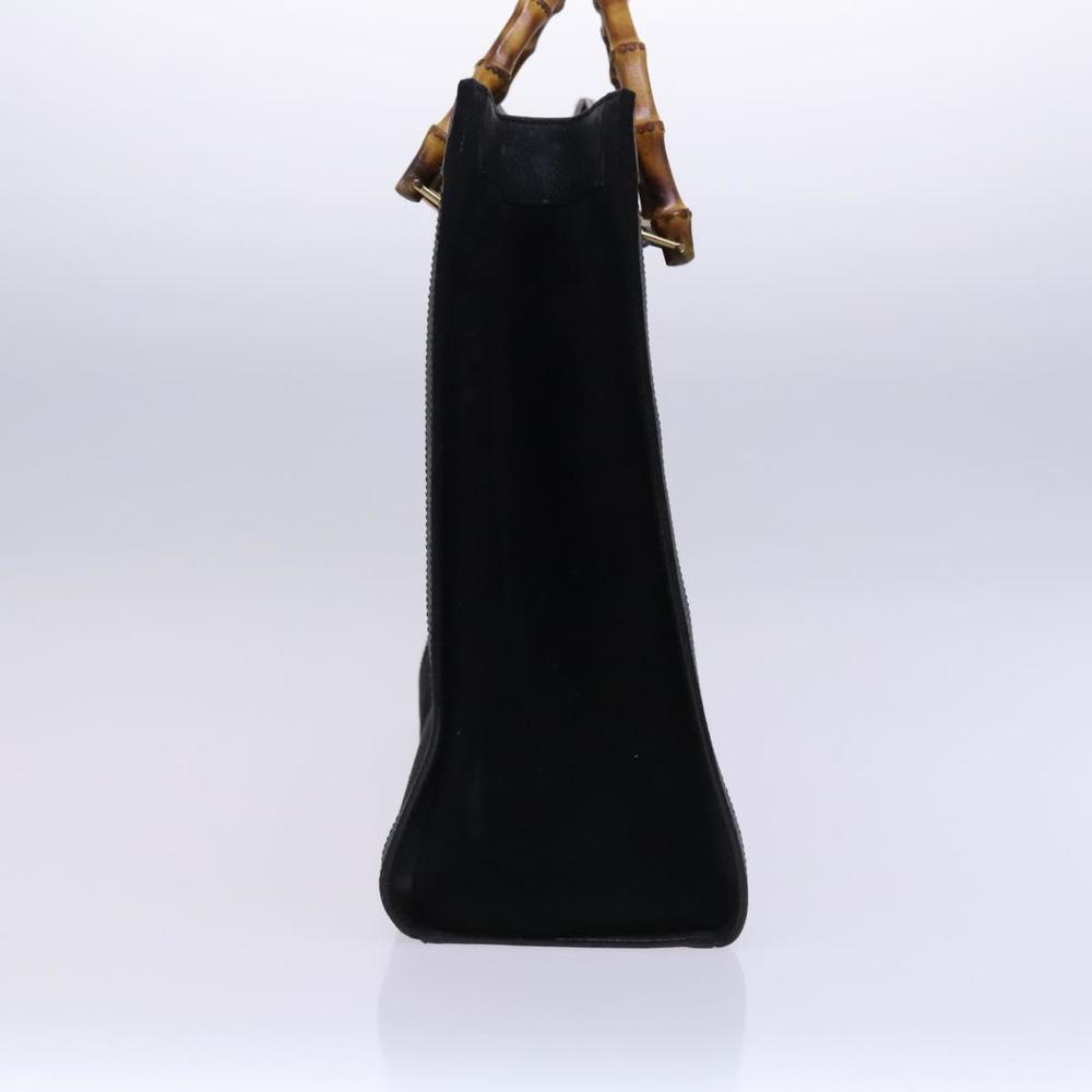GUCCI Bamboo Hand Bag Suede Leather Black Gold 002 1186 0259 Auth ep7761 - Picture 3 of 16